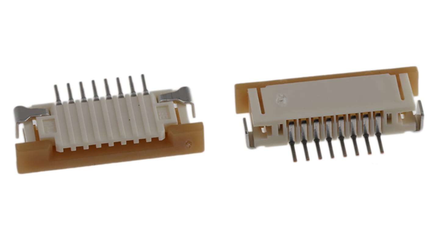 Conector FPC hembra Ángulo de 90° Molex serie Easy-On de 8 vías, paso 1mm, 1 fila, para soldar