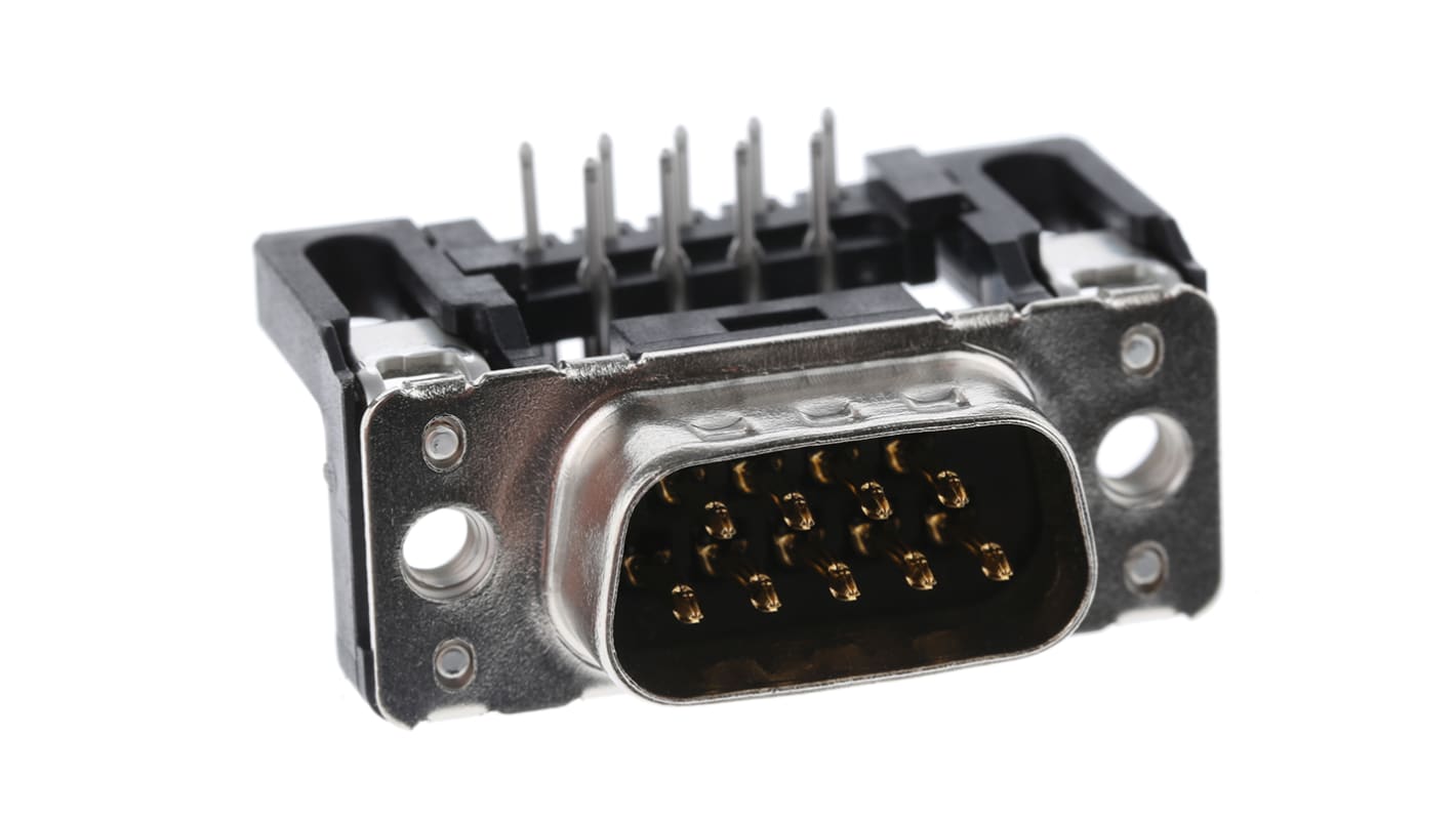 Harting 9 Way Right Angle Through Hole D-sub Connector Plug, 2.74mm Pitch, with M3 Threaded Inserts