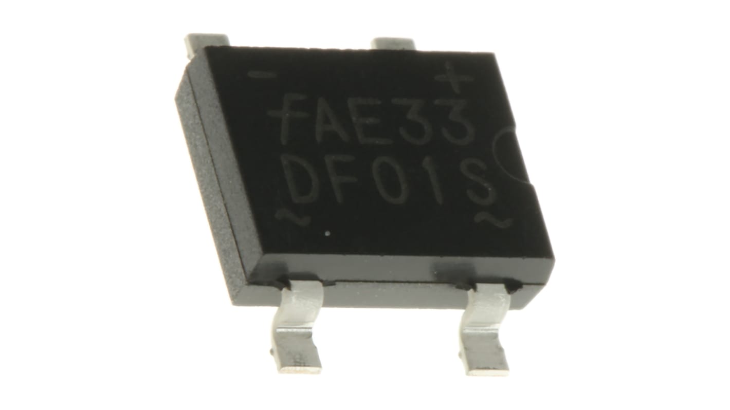 onsemi 整流用 ブリッジダイオード 単相 1.5A, 100V, 8.51 x 6.5 x 3.3mm, DF01S