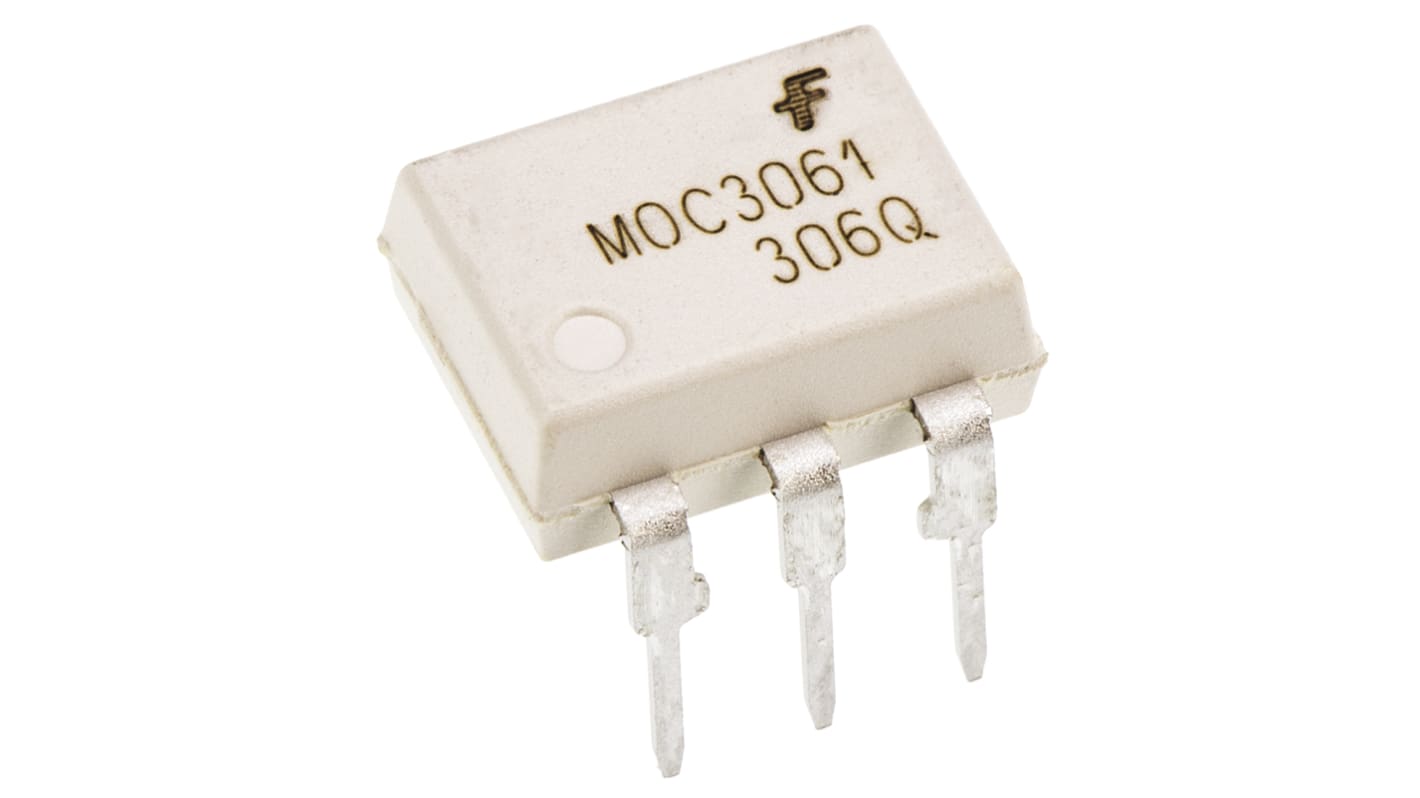 Optoacoplador onsemi MOC de 1 canal, Vf= 1.5V, Viso= 7,5 kVrms, IN. AC, OUT. Triac, mont. pasante, encapsulado PDIP, 6