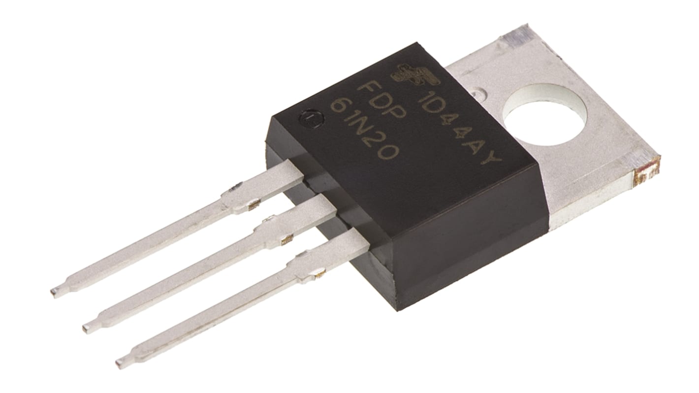 MOSFET onsemi FDP61N20, VDSS 200 V, ID 61 A, TO-220AB de 3 pines, , config. Simple