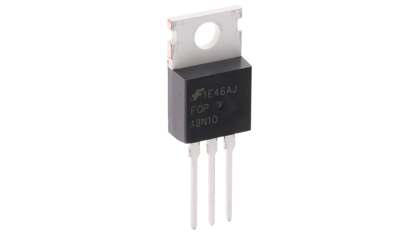 MOSFET onsemi FQP13N10, VDSS 100 V, ID 12.8 A, TO-220AB de 3 pines, config. Simple