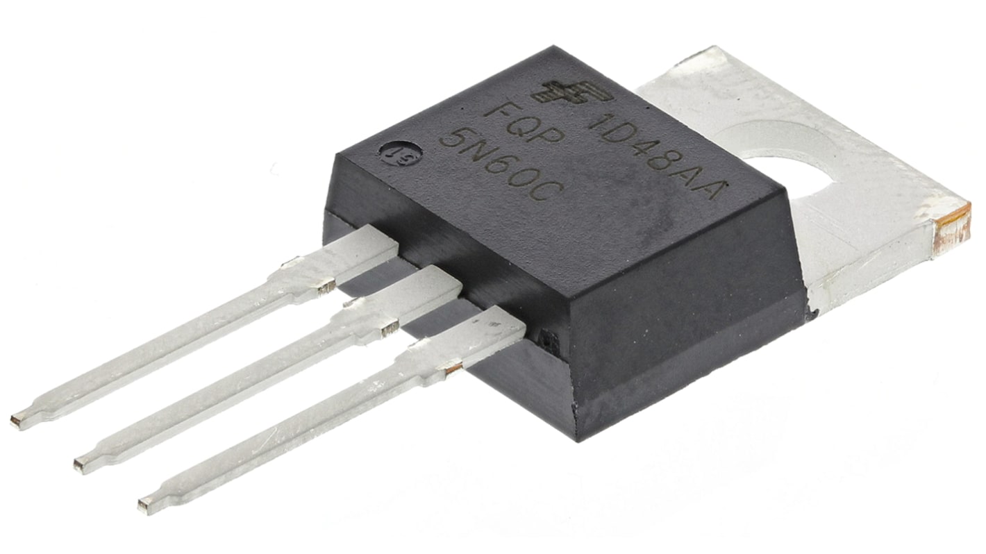 MOSFET onsemi, canale N, 2,5 Ω, 4,5 A, TO-220AB, Su foro