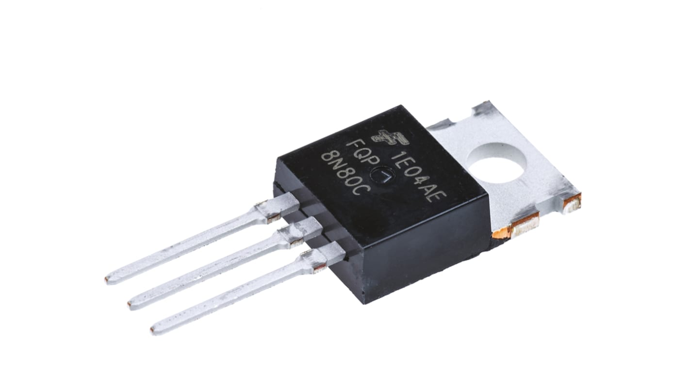 N-Channel MOSFET, 8 A, 800 V, 3-Pin TO-220AB onsemi FQP8N80C