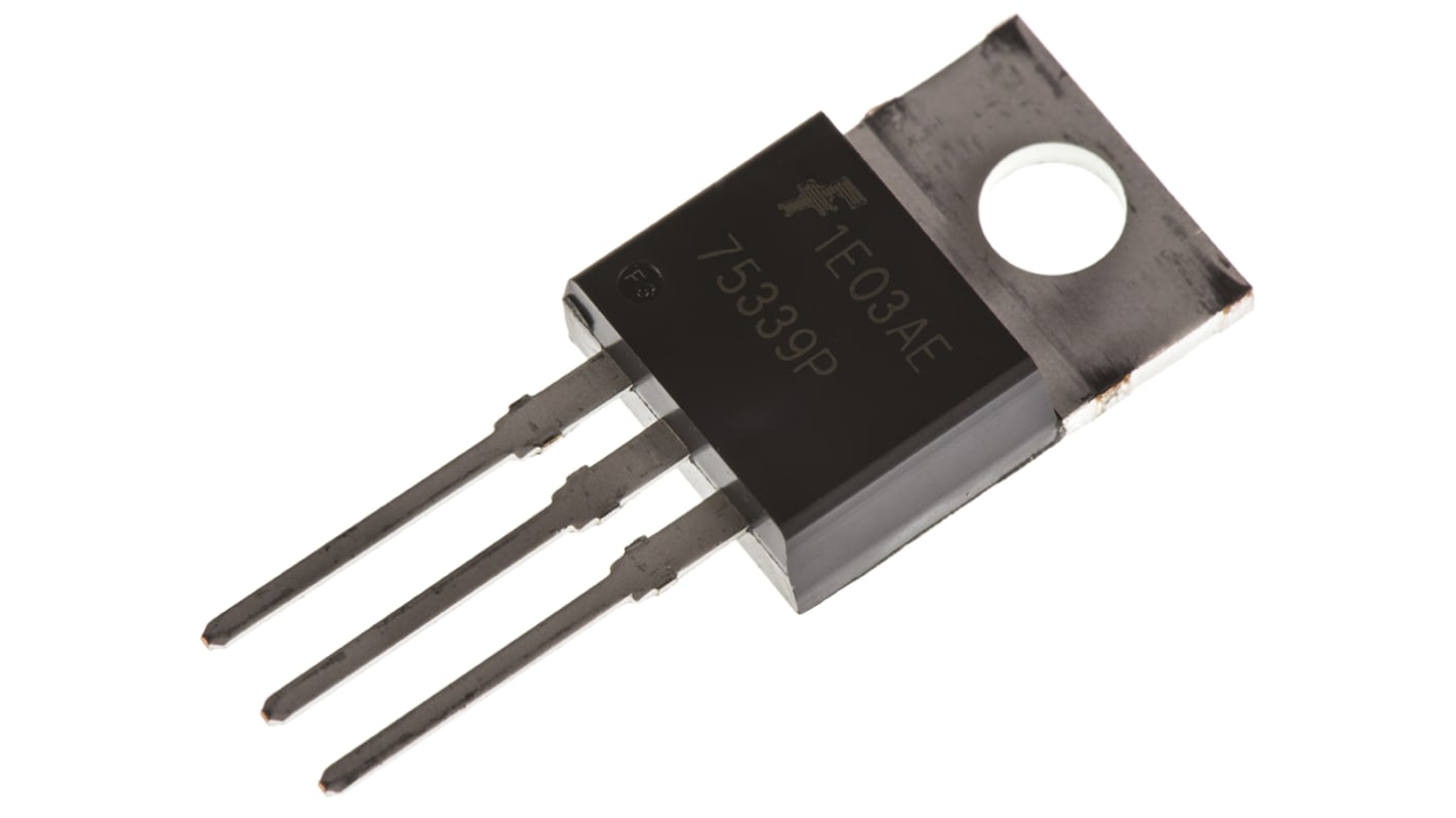 MOSFET onsemi, canale N, 12 mΩ, 75 A, TO-220AB, Su foro