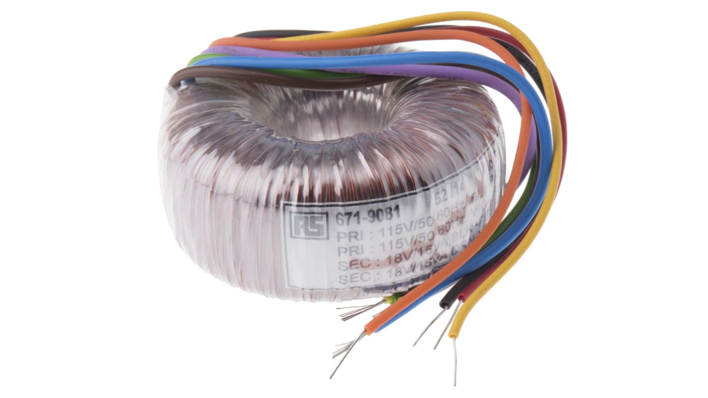 RS PRO 115 V ac, 230 V ac, 2 x 18V ac Toroidal Transformer, 30VA 2 Output