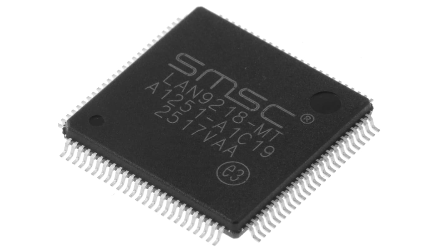 Microchip LAN9218-MT, Ethernet Controller, 10Mbps, 3.3 V, 100-Pin TQFP
