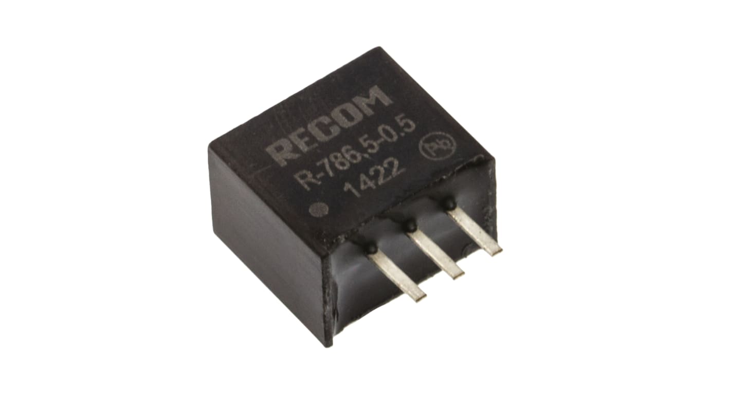 Regolatore switching Recom, ingresso 8 → 32V cc, uscita 6.5V cc, 500mA, 2.5W