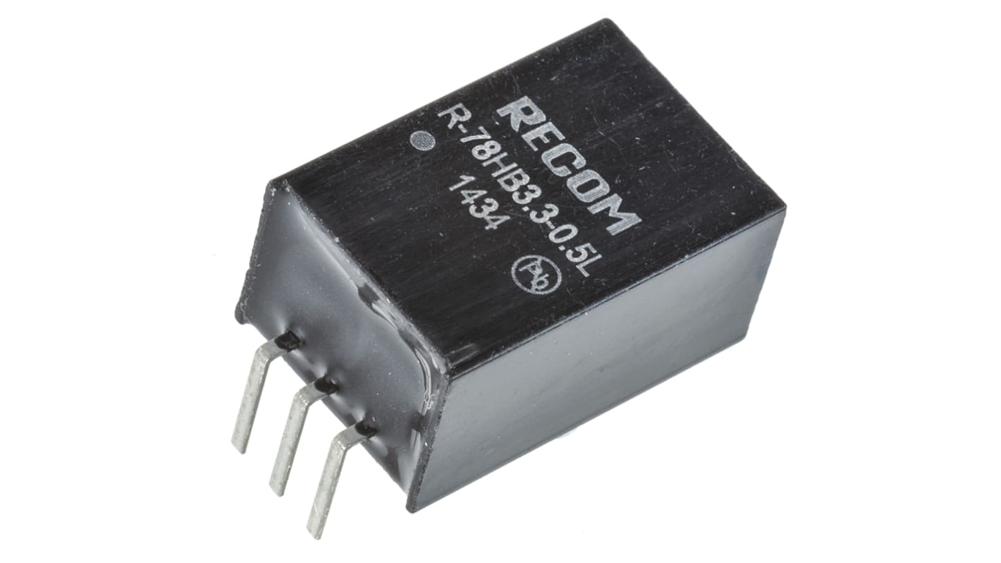 Regolatore switching Recom, ingresso 9 → 72V cc, uscita 3.3V cc, 500mA, 1.65W