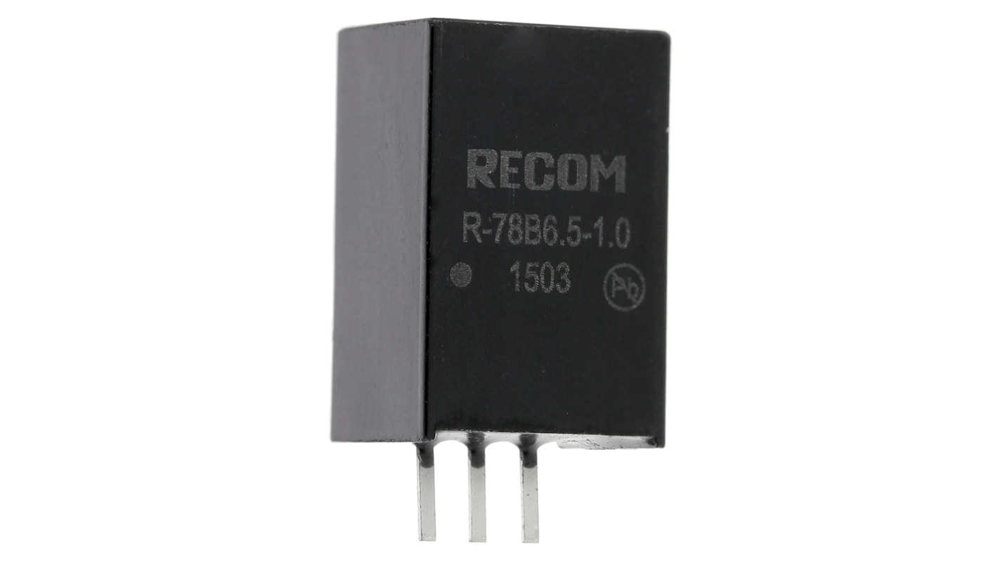 Recom Switching Regulator, Through Hole, 6.5V dc Output Voltage, 32V dc Input Voltage, 1A Output Current, 1 Outputs