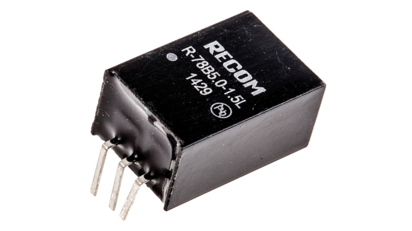 Regolatore switching Recom, ingresso 6.5 → 18V cc, uscita 5V cc, 1.5A, 7.5W