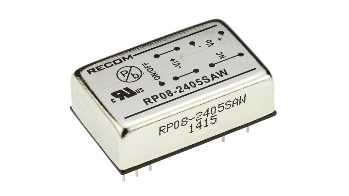 Recom RP08-AW DC/DC-Wandler 8W 24 V dc IN, 5V dc OUT / 1.6A Durchsteckmontage 1.6kV dc isoliert