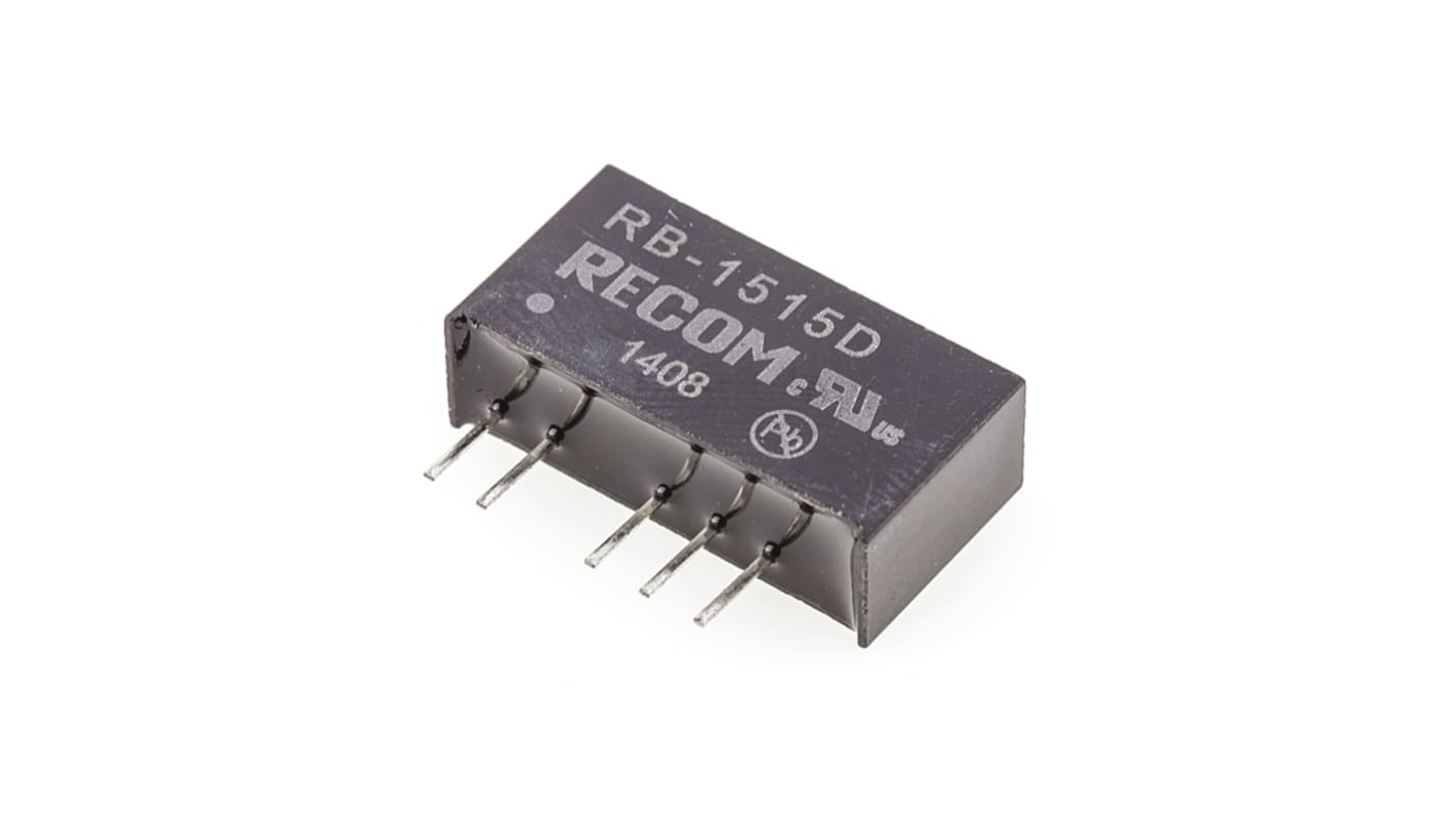 Recom DC-DCコンバータ Vout：±15V dc 13.5 → 15.5 V dc, 1W, RB-1515D