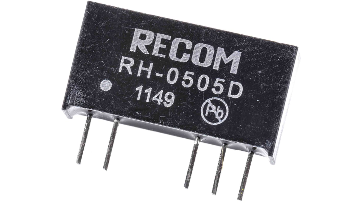 Recom RH DC/DC-Wandler 1W 5 V dc IN, ±5V dc OUT / ±100mA Durchsteckmontage 3kV dc isoliert