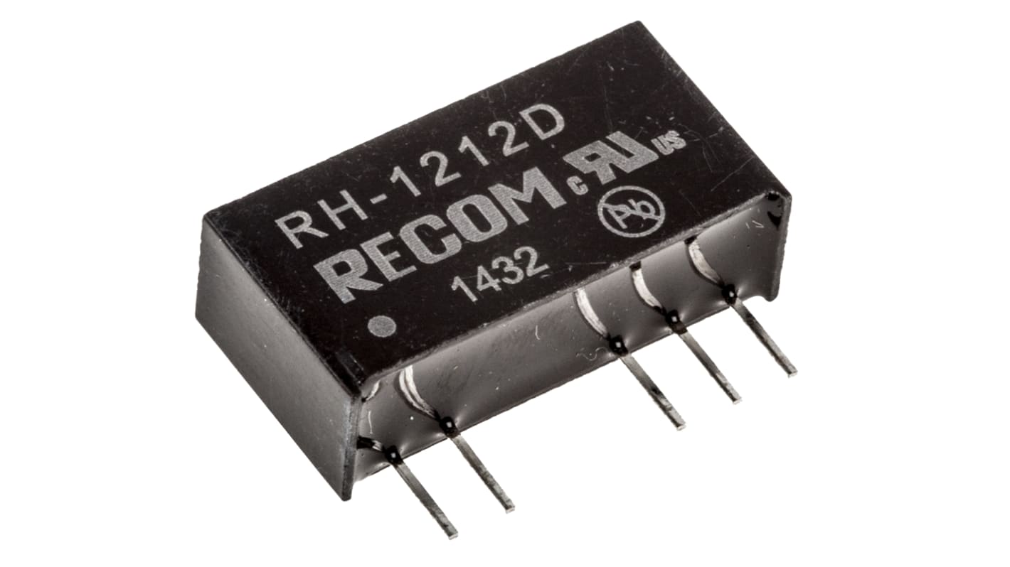 Recom DC-DCコンバータ Vout：±12V dc 10.8 → 13.2 V dc, 1W, RH-1212D