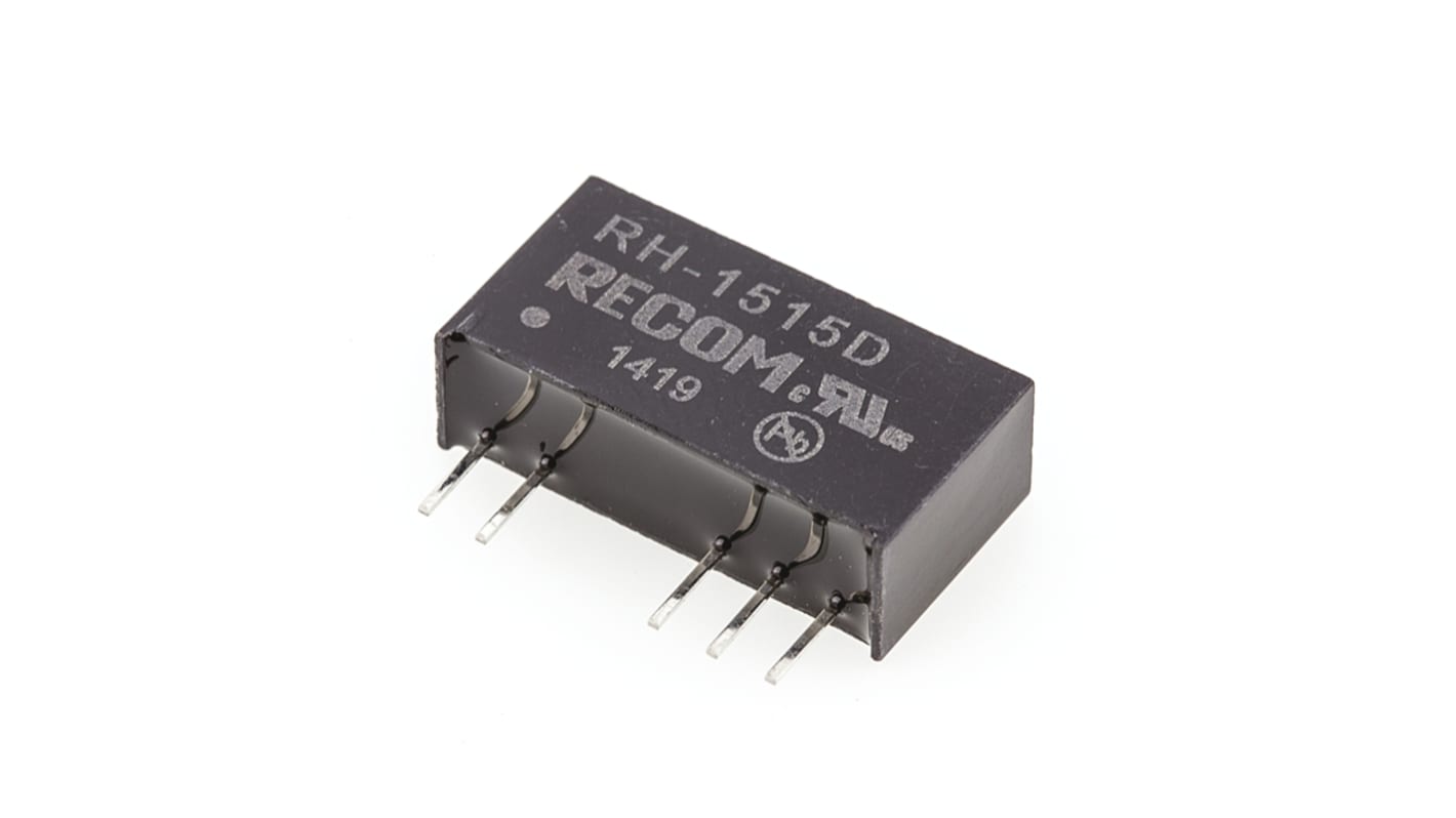 Convertisseur DC-DC Recom, RH, Montage traversant, 1W, 2 sorties, ±15V c.c., ±33mA