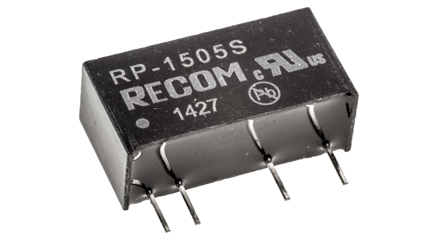 Recom RP DC-DC Converter, 5V dc/ 200mA Output, 13.5 → 16.5 V dc Input, 1W, Through Hole, +90°C Max Temp -40°C
