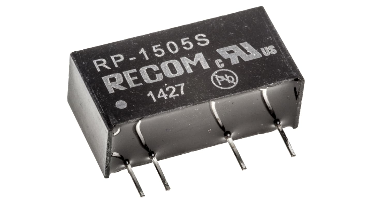 Recom DC-DCコンバータ Vout：5V dc 13.5 → 16.5 V dc, 1W, RP-1505S