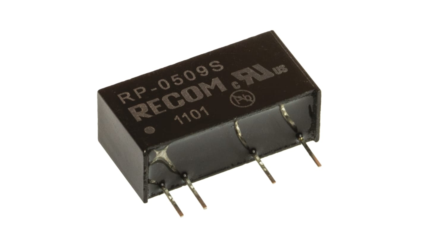 Recom RP DC/DC-Wandler 1W 5 V dc IN, 9V dc OUT / 111mA Durchsteckmontage 2.6kV ac isoliert