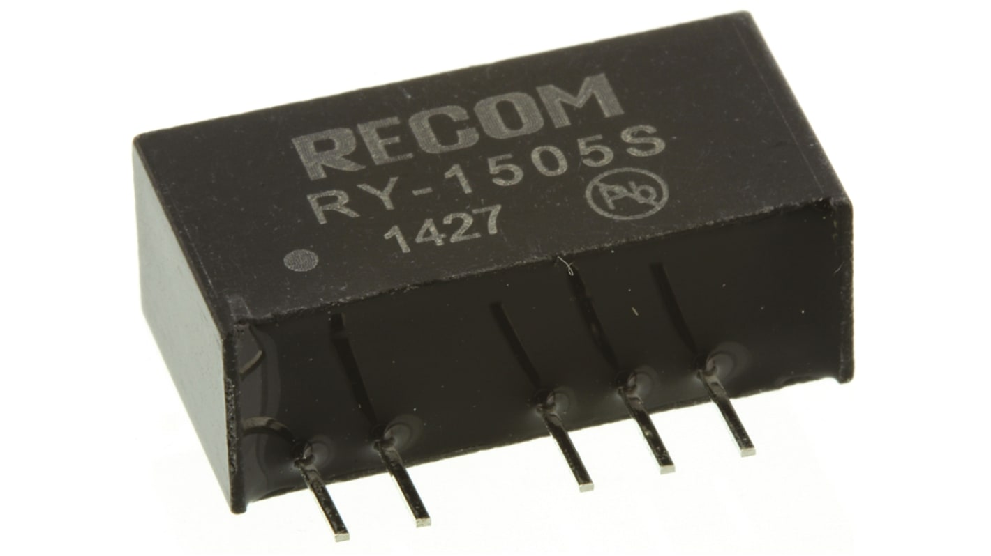 Recom DC-DCコンバータ Vout：5V dc 14.25 → 15.75 V dc, 1W, RY-1505S