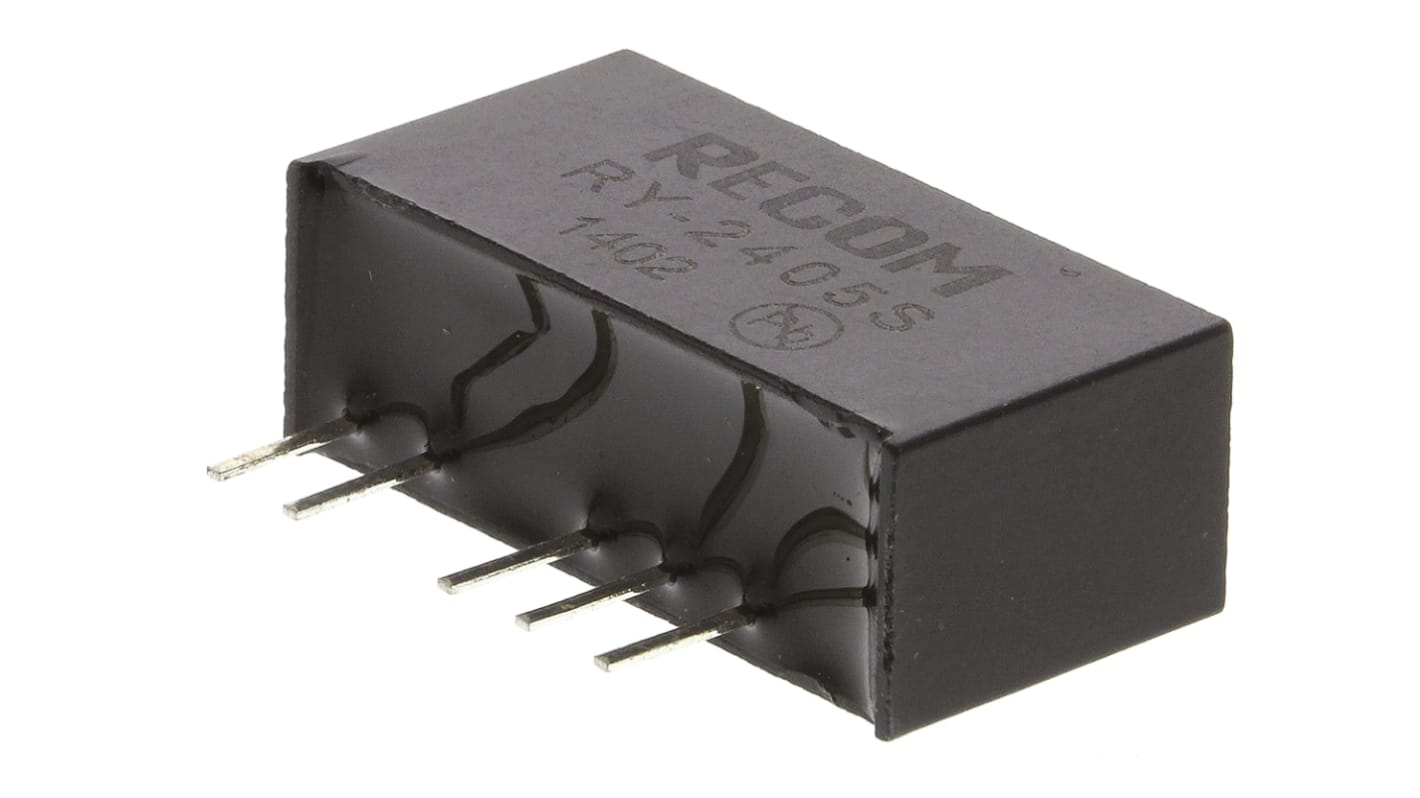 Recom RY DC-DC Converter, 5V dc/ 200mA Output, 22.8 → 25.2 V dc Input, 1W, Through Hole, +70°C Max Temp -40°C