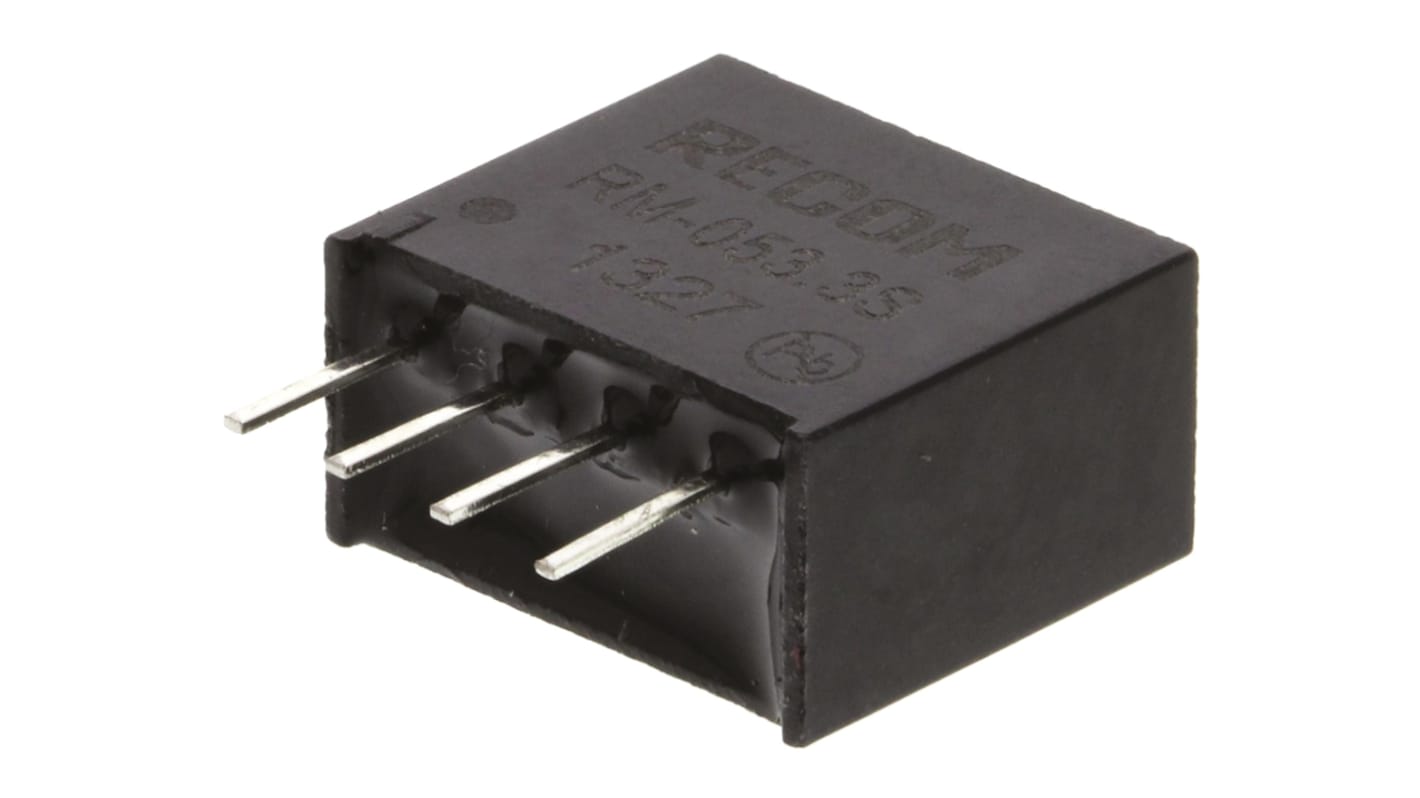 Recom RM DC-DC Converter, 3.3V dc/ 76mA Output, 4.5 → 5.5 V dc Input, 0.25W, Through Hole, +85°C Max Temp -40°C