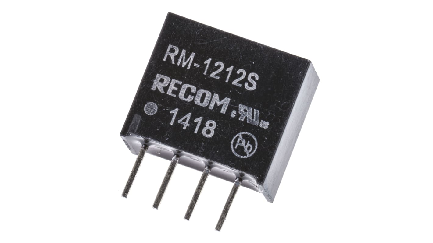 Recom RM DC-DC Converter, 12V dc/ 21mA Output, 10.8 → 13.2 V dc Input, 0.25W, Through Hole, +85°C Max Temp -40°C