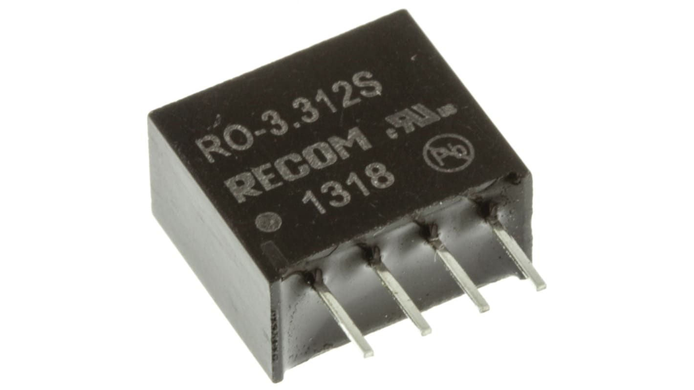 Recom RO DC/DC-Wandler 1W 3,3 V dc IN, 12V dc OUT / 83mA Durchsteckmontage 1kV dc isoliert