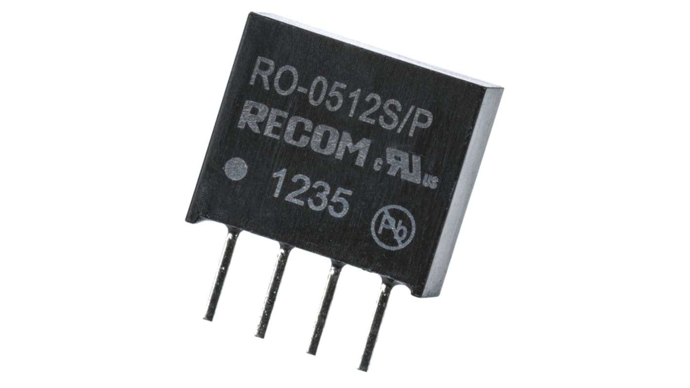 Recom DC-DCコンバータ Vout：12V dc 4.5 → 5.5 V dc, 1W, RO-0512S/P