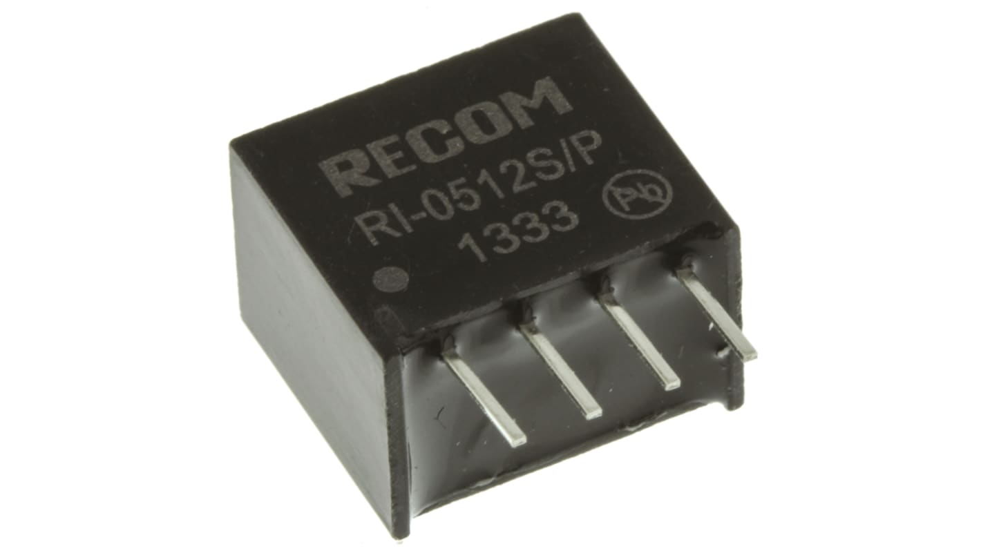 Recom DC-DCコンバータ Vout：12V dc 4.5 → 5.5 V dc, 2W, RI-0512S/P