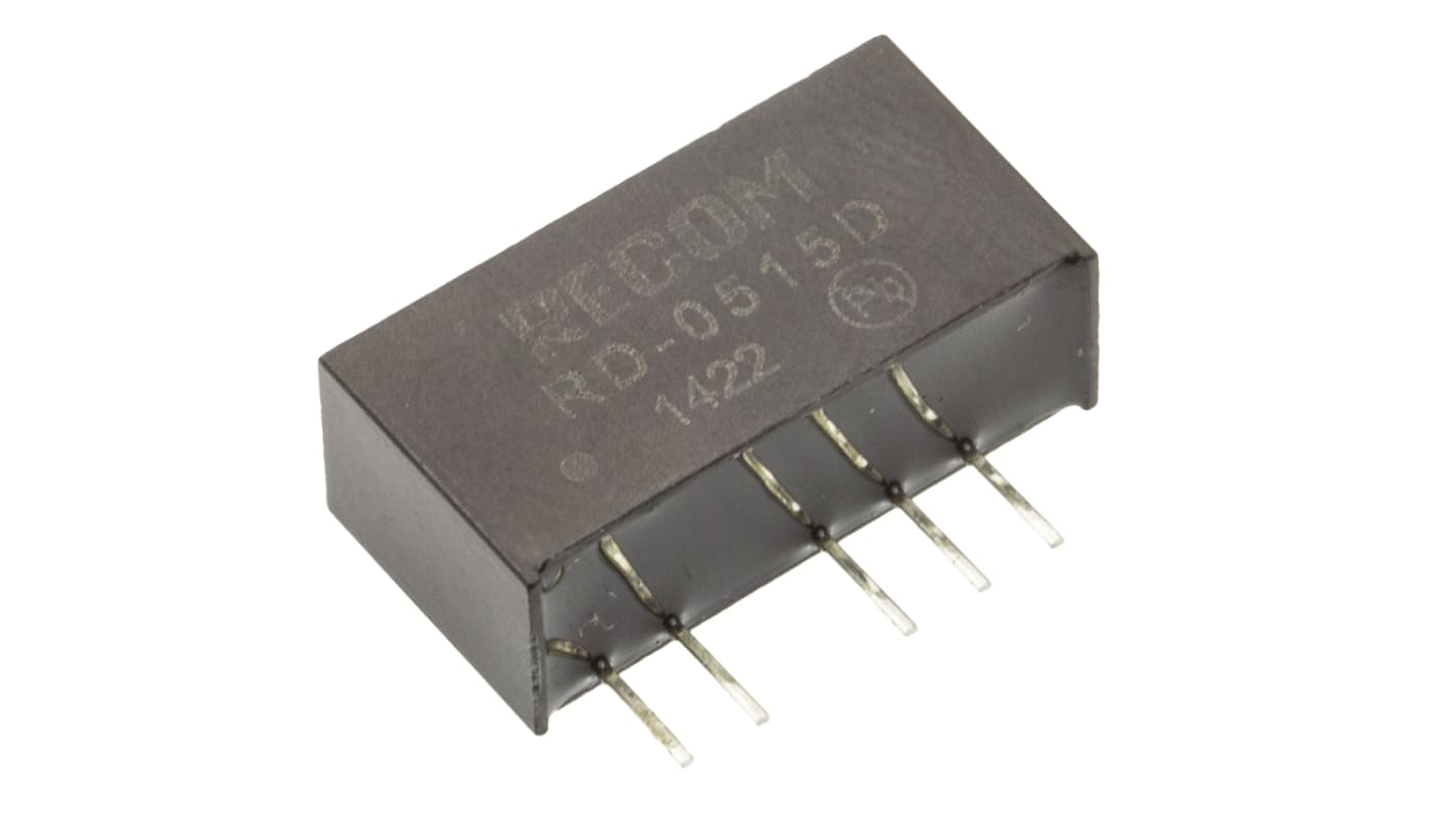 Recom RD DC/DC-Wandler 2W 5 V dc IN, ±15V dc OUT / ±66mA Durchsteckmontage 1kV dc isoliert