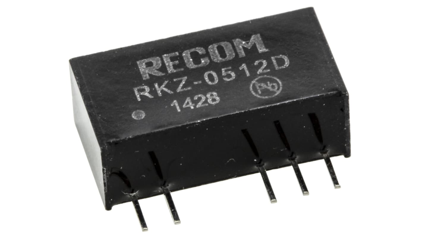 Recom RKZ DC/DC-Wandler 2W 5 V dc IN, ±12V dc OUT / ±84mA Durchsteckmontage 3kV dc isoliert