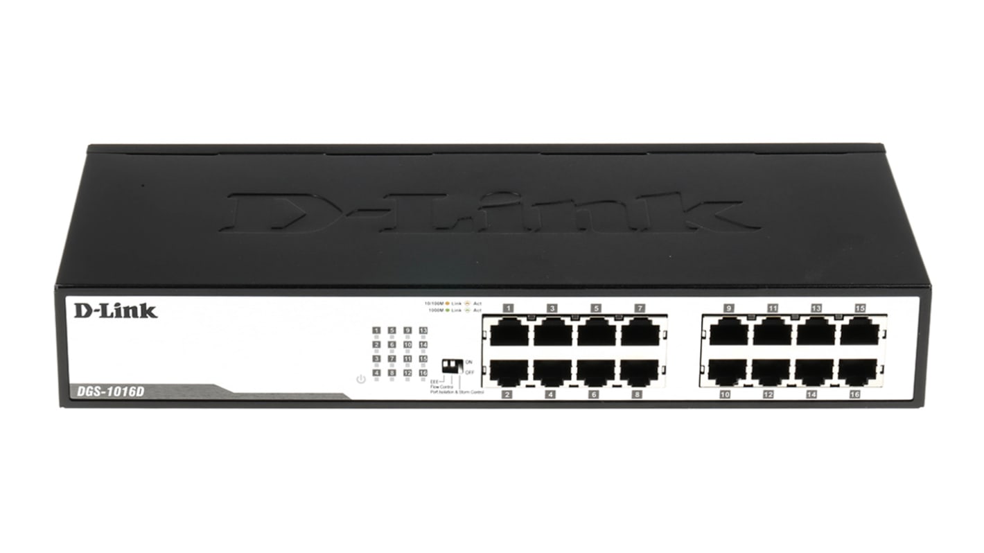 D-Link DGS-1016D Netzwerk Switch Desktop 16-Port Unmanaged 10/100/1000Mbit/s 282.7 x 181.1 x 44.45mm