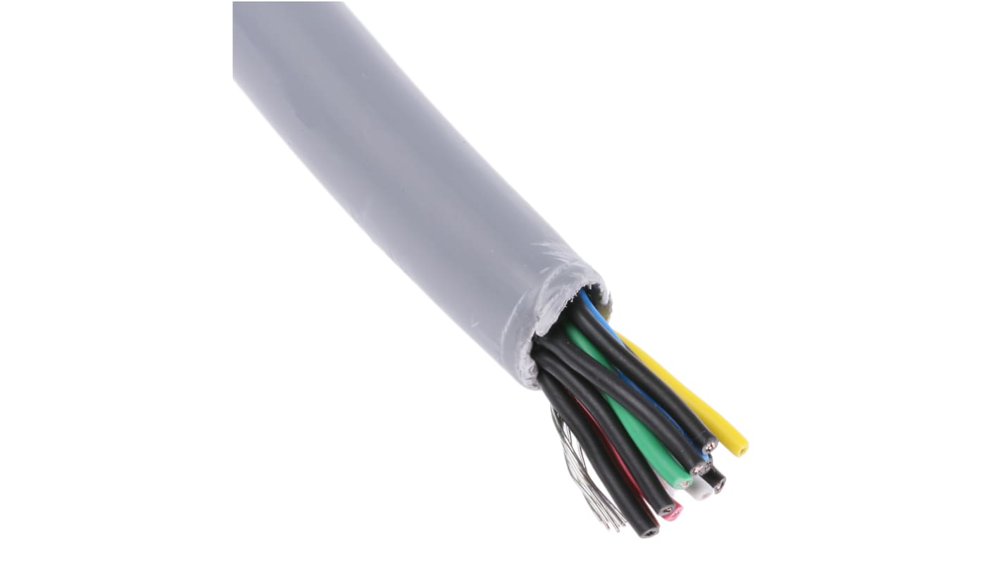 Cable de datos apantallado Alpha Wire de 12 conductores, 6 pares, 0,22 mm², 24 AWG, long. 30m, Ø ext. 7.59mm, funda de