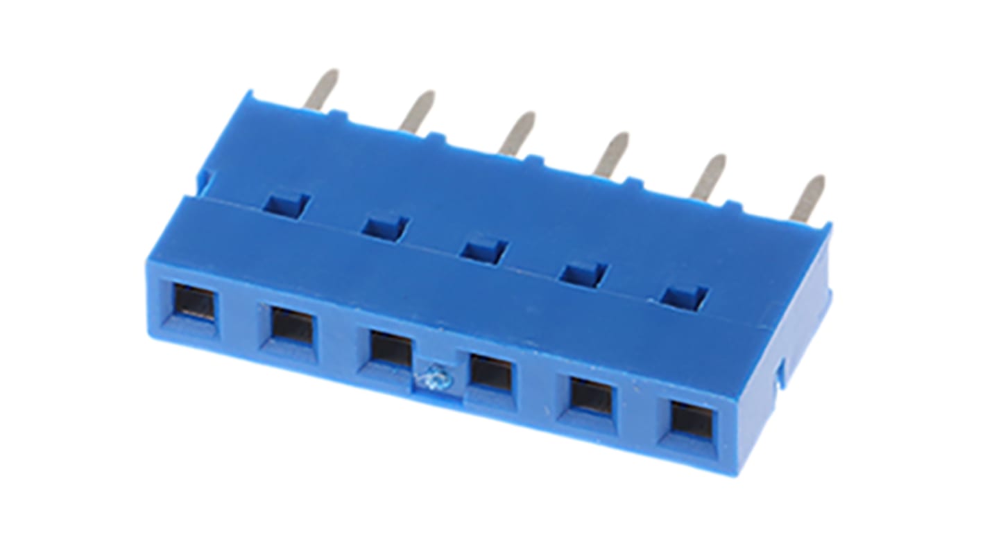 Amphenol Communications Solutions Dubox Series Straight Through Hole Mount PCB Socket, 6-Contact, 1-Row, 2.54mm Pitch,