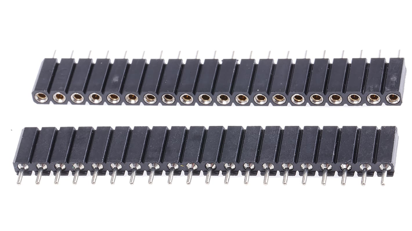 ASSMANN WSW AW 127 Series Straight Through Hole Mount PCB Socket, 20-Contact, 1-Row, 2.54mm Pitch, Solder Termination