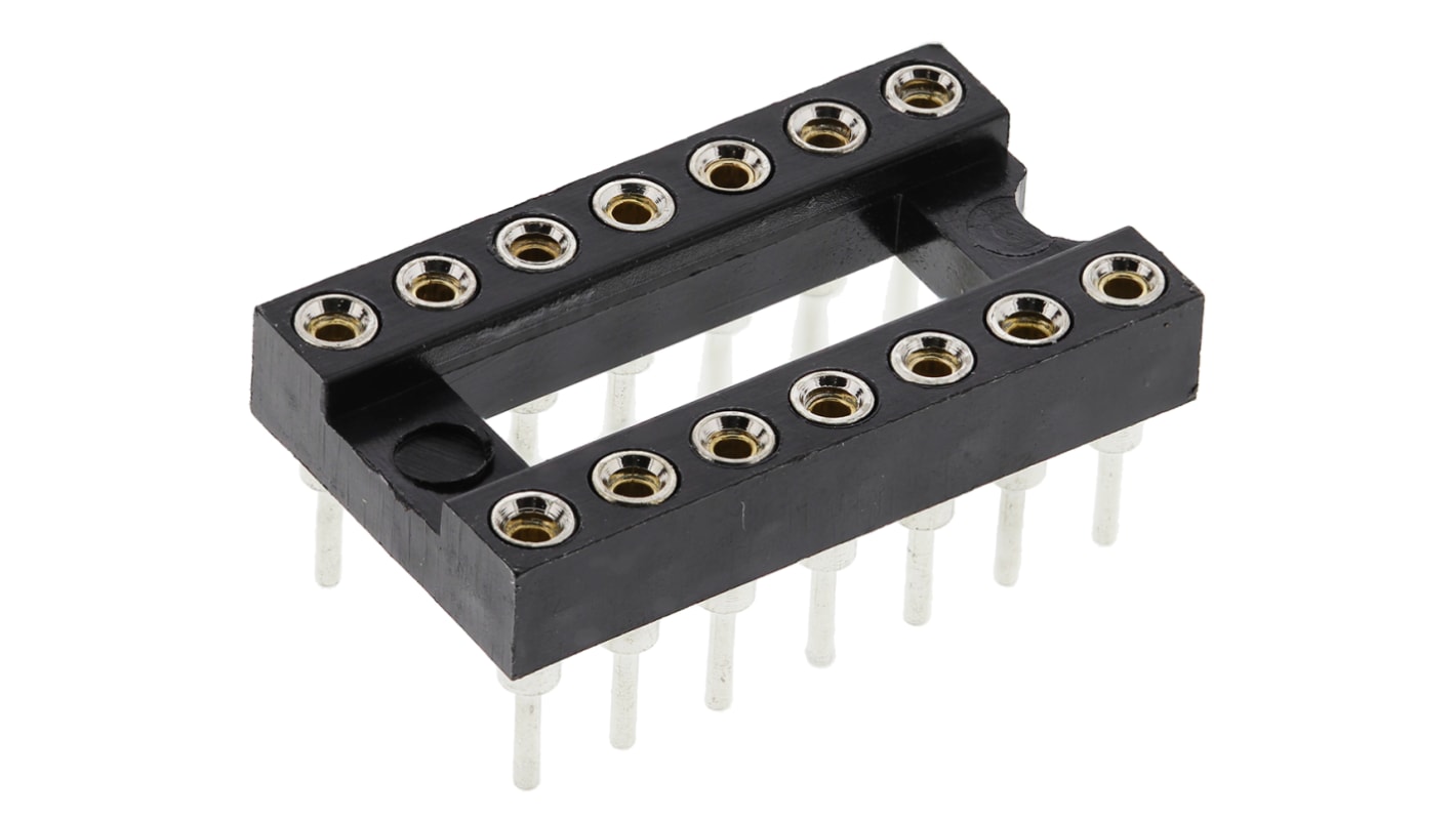 ASSMANN WSW 2.54mm Pitch Vertical 14 Way, Through Hole Turned Pin Open Frame IC Dip Socket, 3A