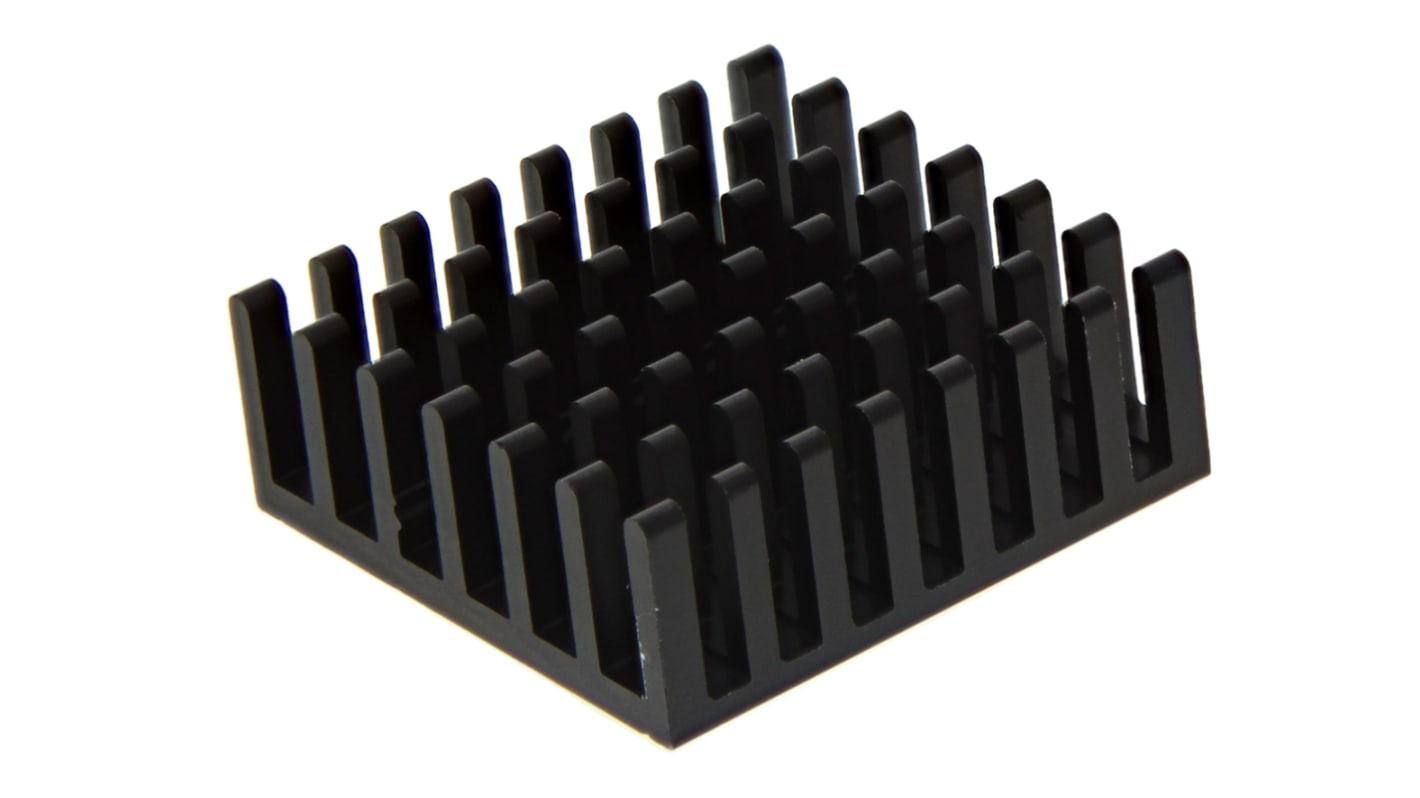 Disipador Fischer Elektronik de Aluminio Negro, 18.5K/W, dim. 27 x 27 x 10mm para BGA, para usar con Plaza Universal Alu