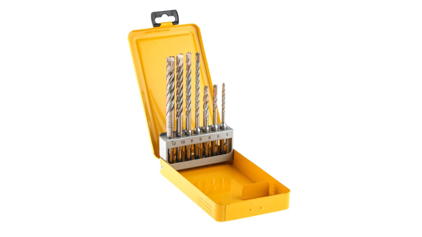 DeWALT 7-Piece SDS Plus Drill Bit Set for Masonry, 12mm Max, 5mm Min, Tungsten Carbide Tipped Bits