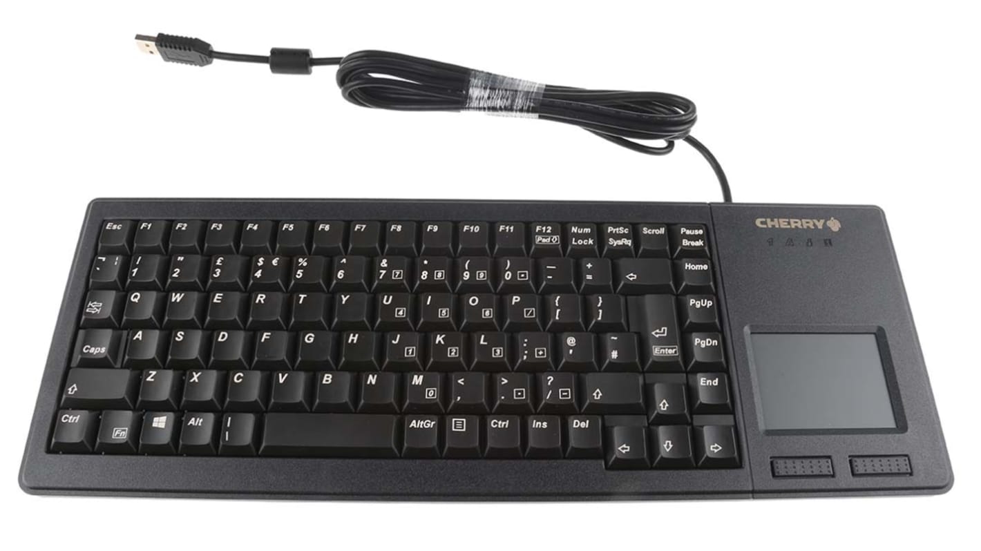 CHERRY Touchpad-tastatur, med kabel, Sort, USB Kompakt, QWERTY (UK), 374 x 139 x 18mm