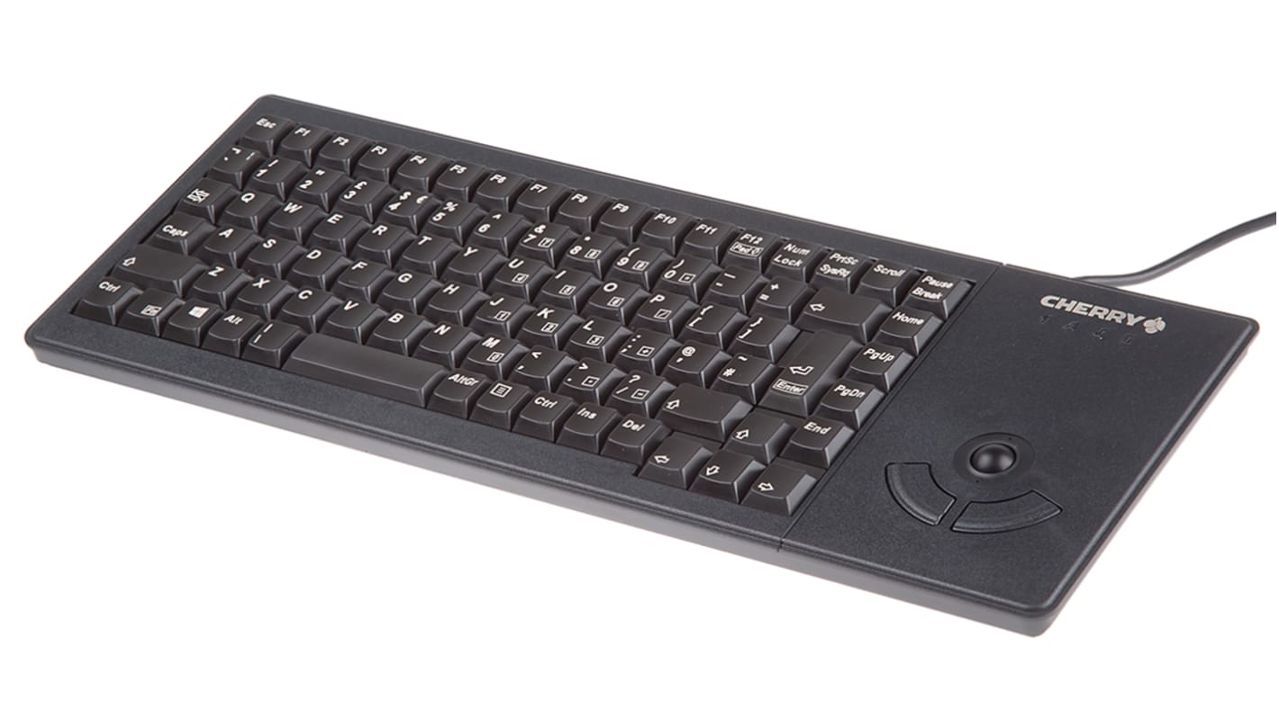 Klávesnice s trackballem, Kabelová, Černá, USB Kompaktní QWERTY (Velká Británie) normální klávesy 89 x 20mm x 374mm