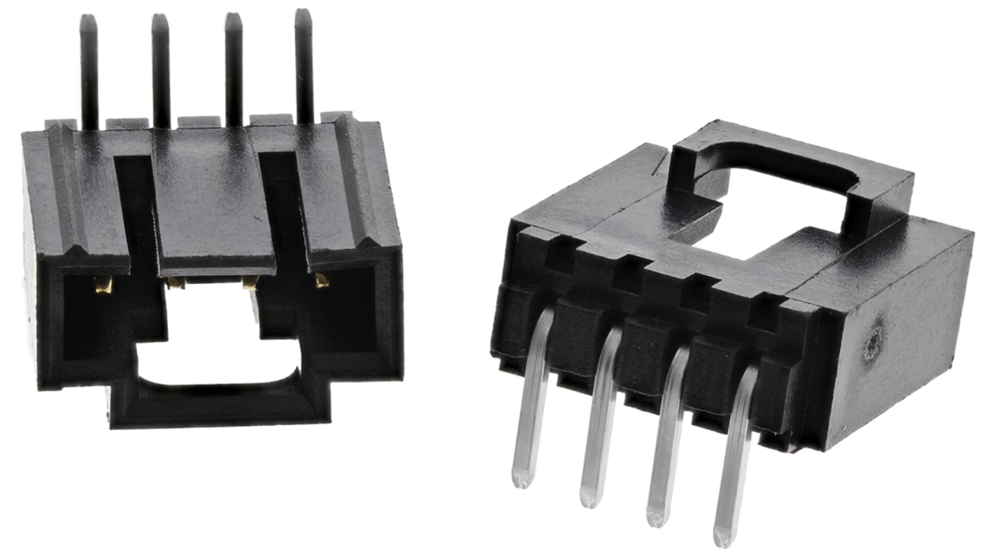 Conector macho para PCB Ángulo de 90° Molex serie SL de 4 vías, 1 fila, paso 2.54mm, para soldar, Montaje en orificio