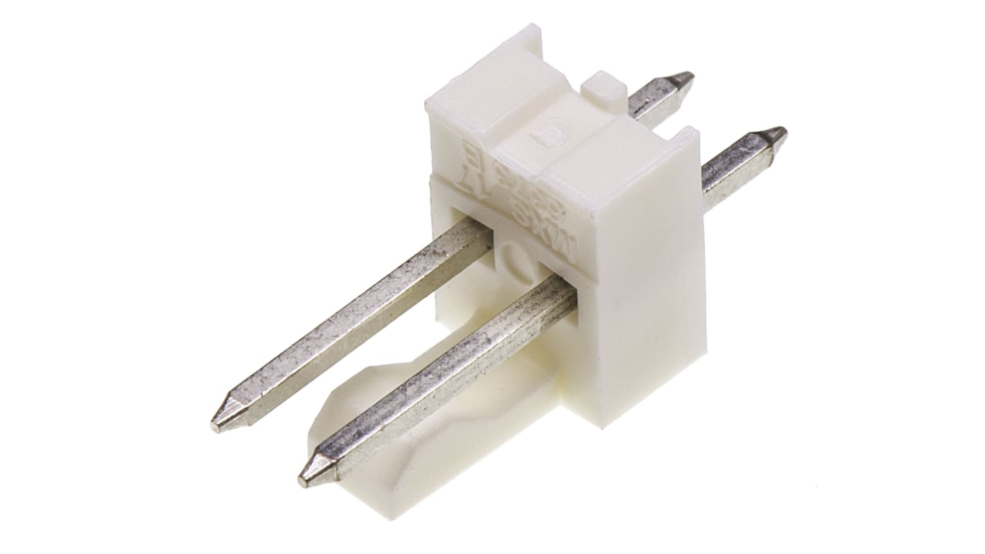 Molex KK 254 Stiftleiste Gerade, 2-polig / 1-reihig, Raster 2.54mm, Kabel-Platine, Lötanschluss-Anschluss, 4A, Nicht