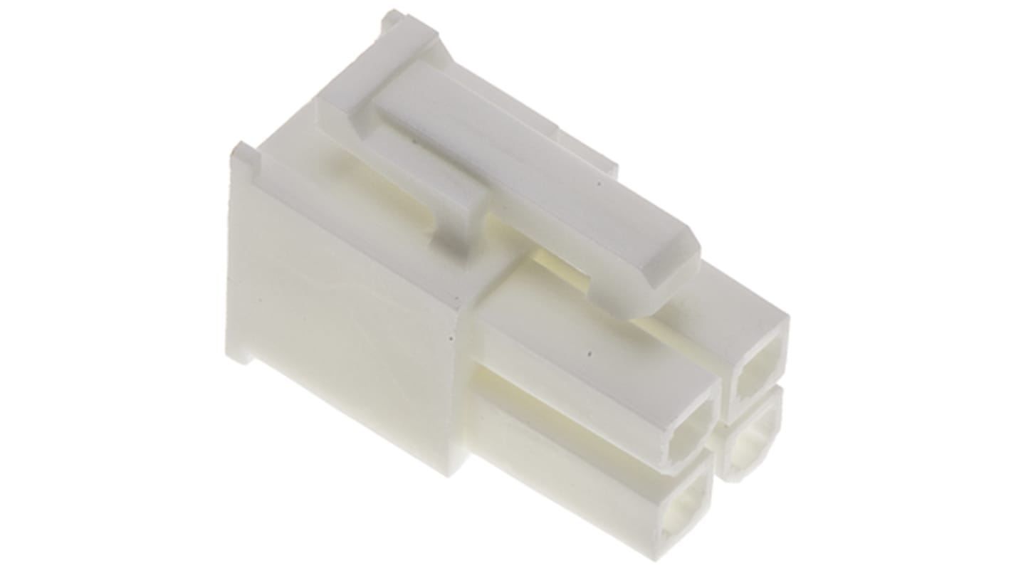 Carcasa de conector Molex 39-01-2045, Serie Mini-Fit Jr, paso: 4.2mm, 4 contactos, 2 filas, Recto, Hembra, Montaje de