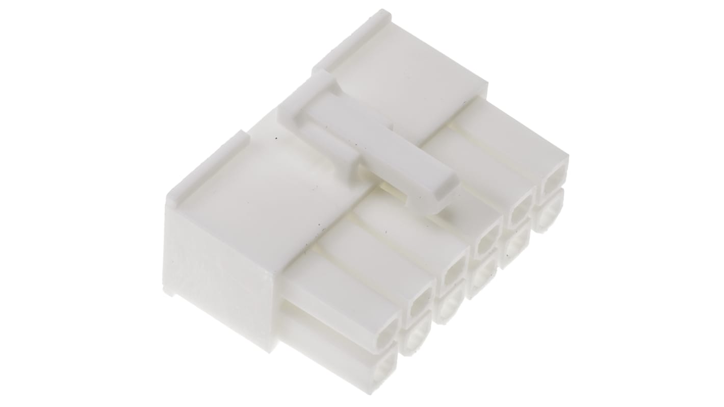 Carcasa de conector Molex 39-01-2125, Serie Mini-Fit Jr, paso: 4.2mm, 12 contactos, 2 filas, Recto, Macho, Montaje de