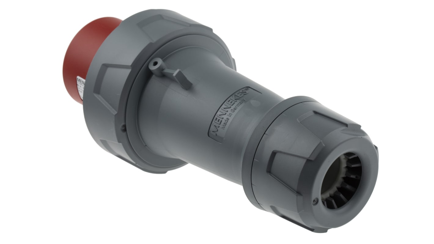 MENNEKES, PowerTOP Plus IP67 Red Cable Mount 3P + N + E Industrial Power Plug, Rated At 64A, 400 V