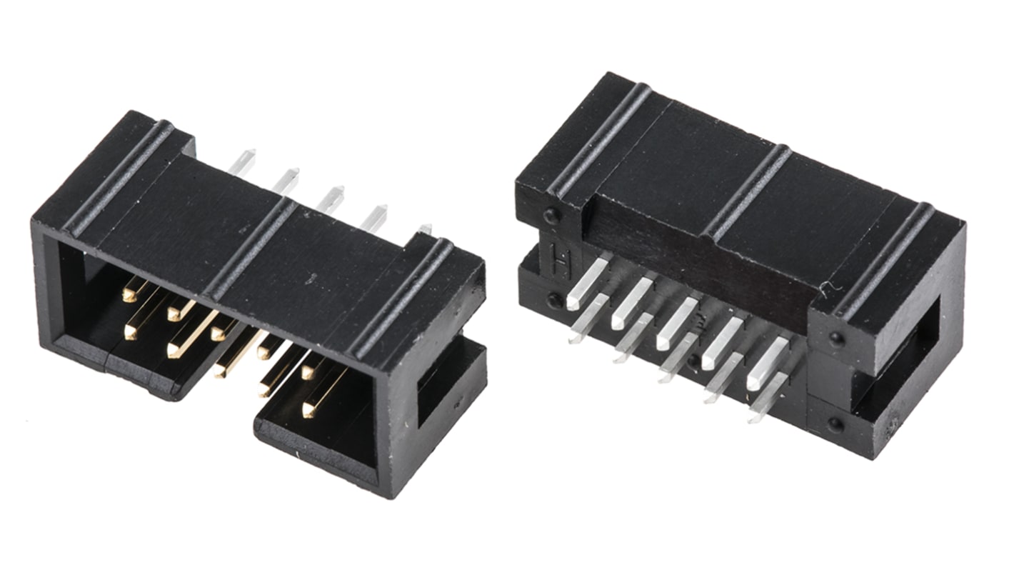 TE Connectivity AMP-LATCH Series Straight Through Hole PCB Header, 10 Contact(s), 2.54mm Pitch, 2 Row(s), Shrouded