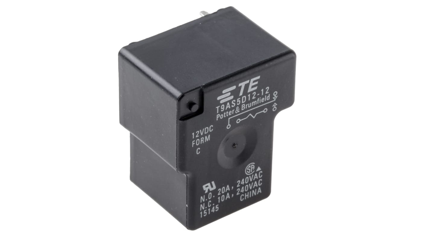 TE Connectivity PCB Mount Non-Latching Relay, 12V dc Coil, 30A Switching Current, SPDT
