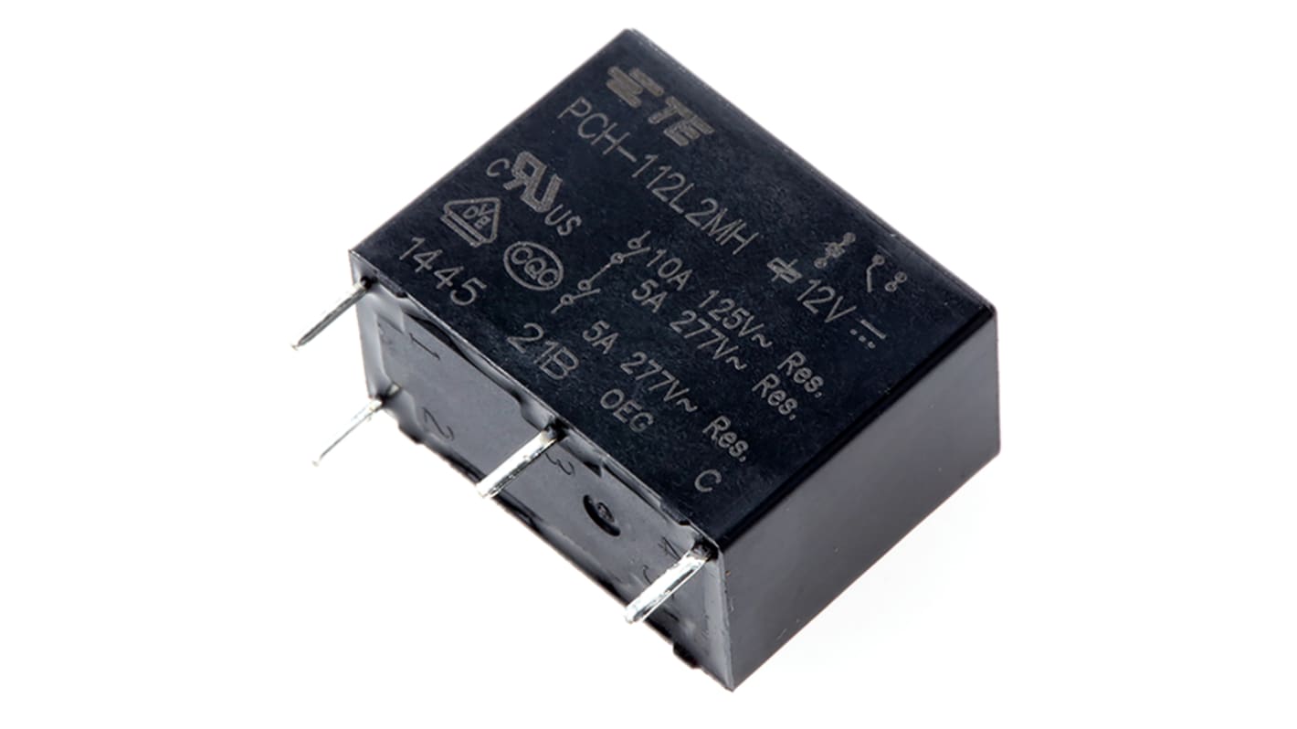 TE Connectivity PCB Mount Power Relay, 12V dc Coil, 5A Switching Current, SPST