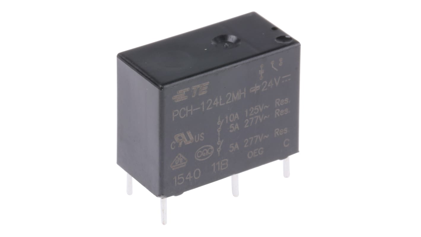 Relè di potenza TE Connectivity serie PCH, SPST, bobina 24V cc, Montaggio su circuito stampato